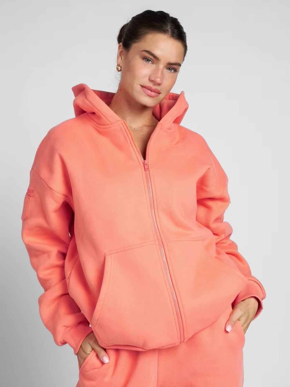 Comfrt Travel Essentials Zip Hoodie Berry Coral Women's Small NWOT